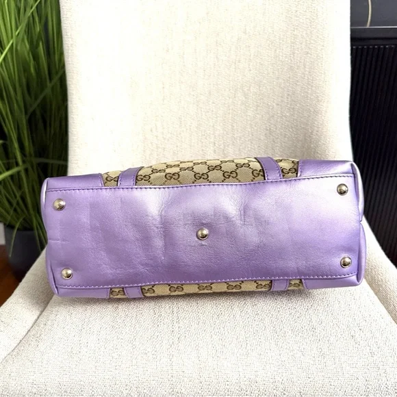 Authentic Gucci tote bag brown monogram canvas purple leather - Picture 14 of 16